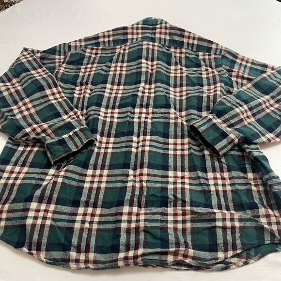 L.L. Bean VTG Green Paid Cotton Long Sleeve Button Down Shirt Size XXL - Picture 5 of 6